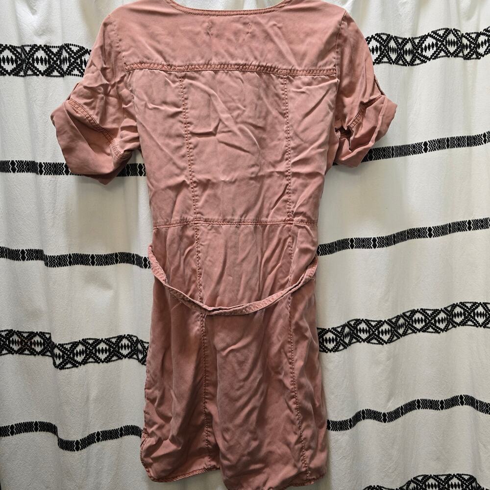 Pilcro and the Letterpress salmon pink tie waist short sleeve mini shift dress S - Picture 7 of 8